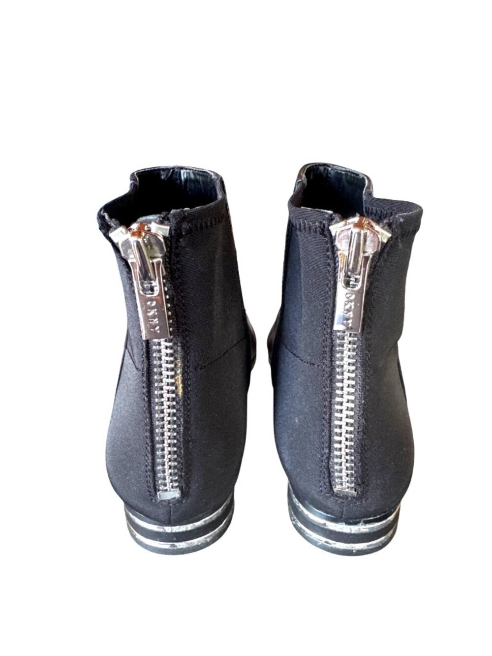 DKNY Black Leather Ankle Boots Size 7 Back Zipper Closure Low Heel Fall Fashion - Picture 5 of 12